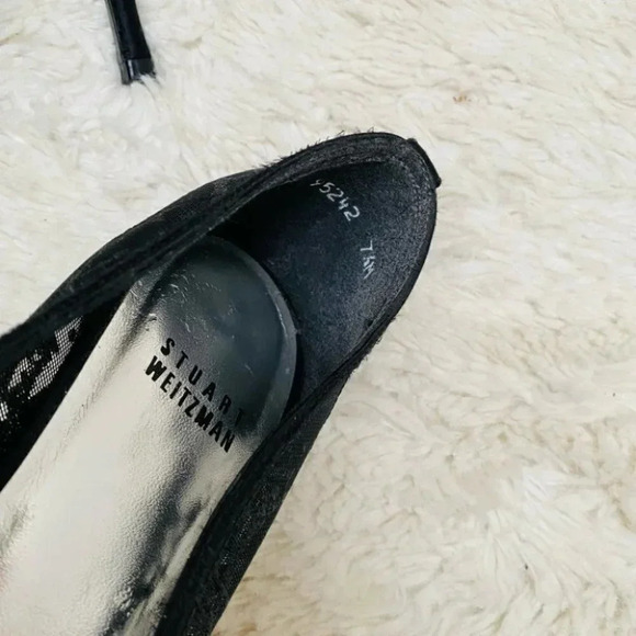 Stuart Weitzman - Shalimar Black Fireworks Mesh Lace Heels - Picture 4 of 8